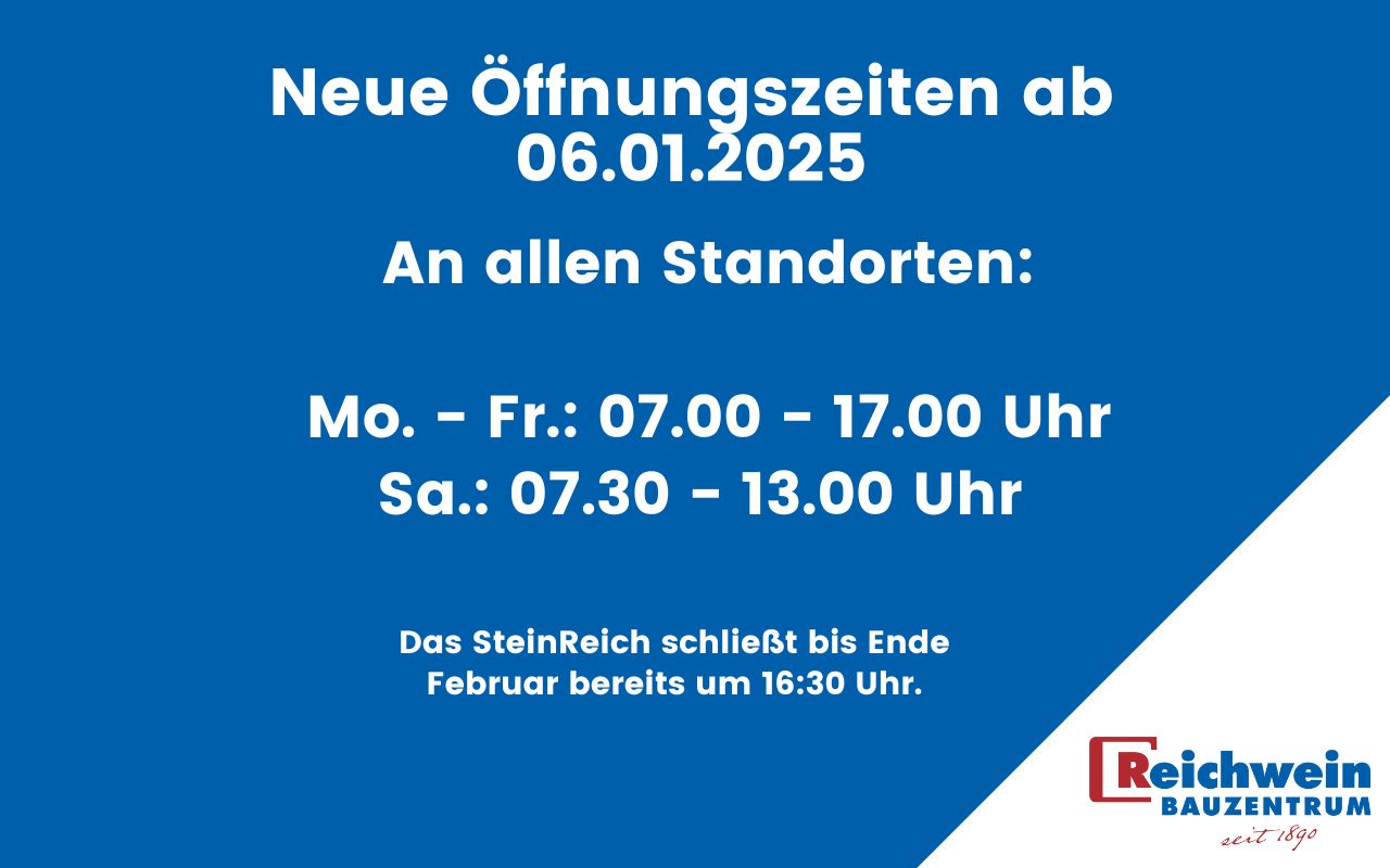 Bitte beachten Sie unsere geänderten Öffnungszeiten ab dem 06.01.2025!