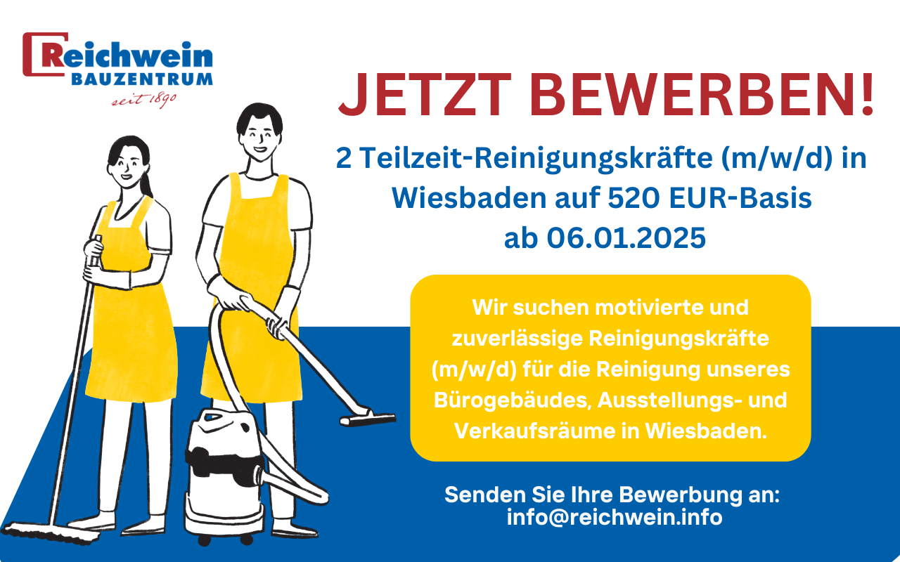 Wir suchen Sie: Teilzeit-Reinigungskraft (m/w/d) in Wiesbaden!